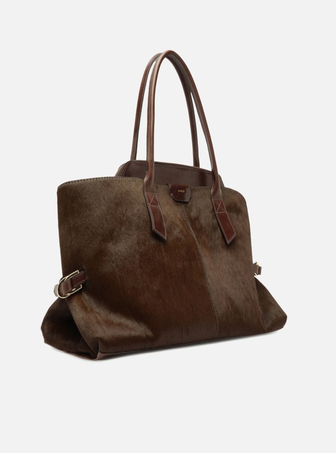 Bolsa Shopping Marrom Pelo Couro Grande