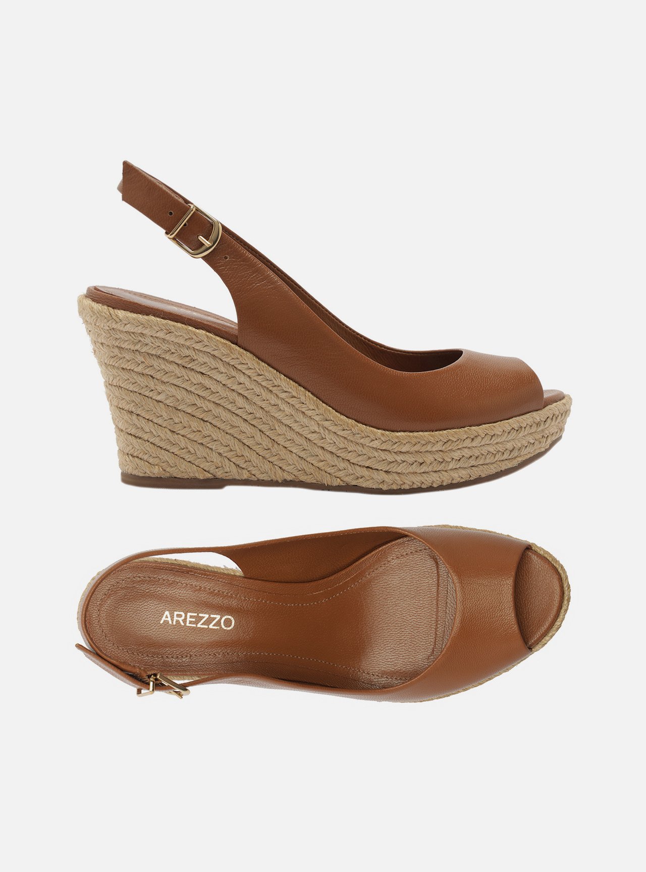 Sandália Marrom Couro Plataforma Slingback — foto 5
