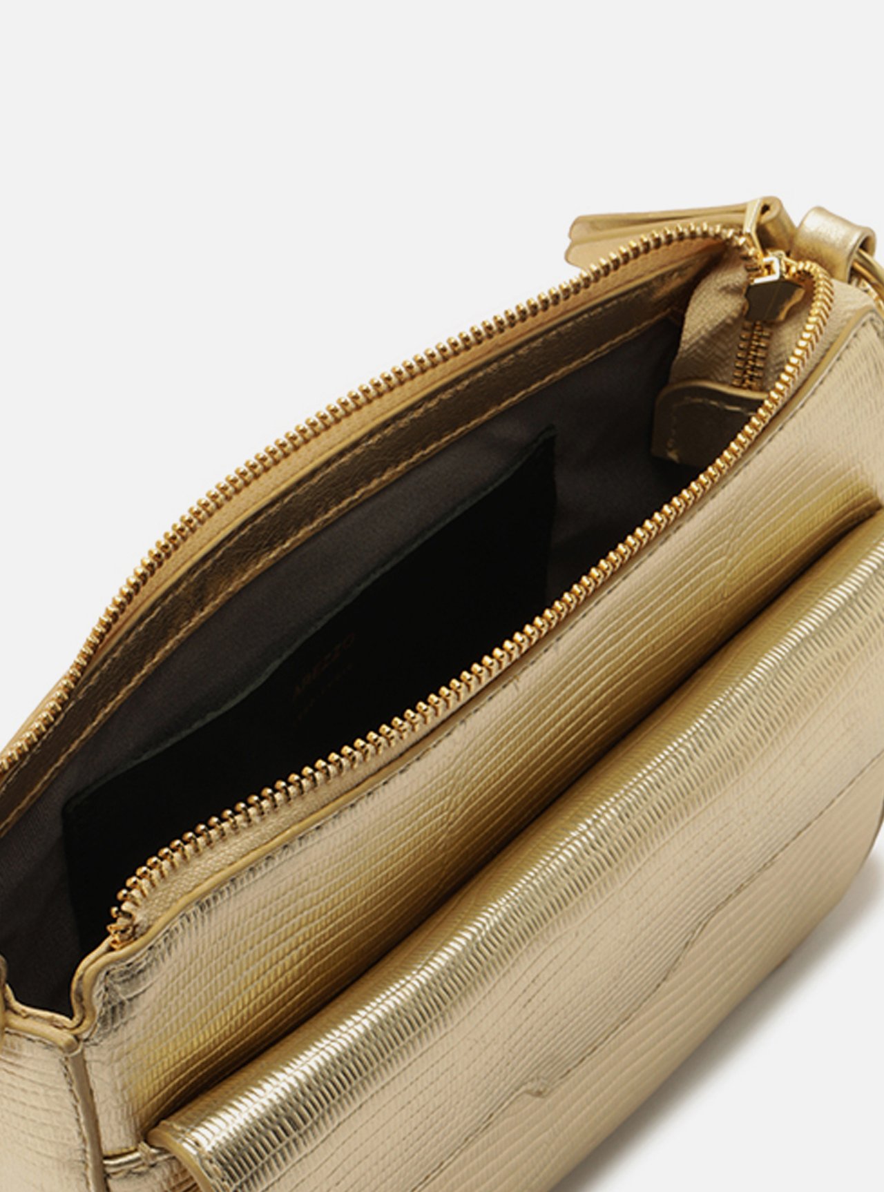 Bolsa Tiracolo Dourada Couro Pequena Corrente — foto 4