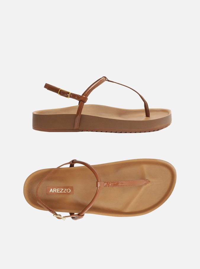 Sandália Papete Marrom Flatform Slim