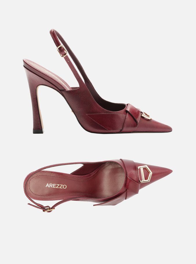 Mule Vermelho Couro Bico Fino Salto Alto