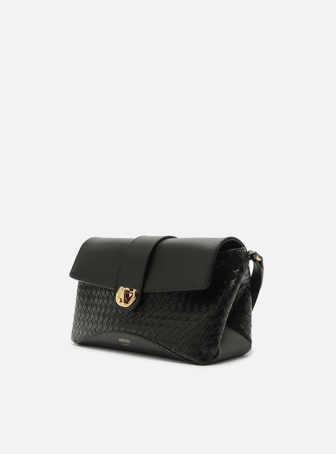 Bolsa Tiracolo Preta Média Tressê Metal Orgânico — foto 2