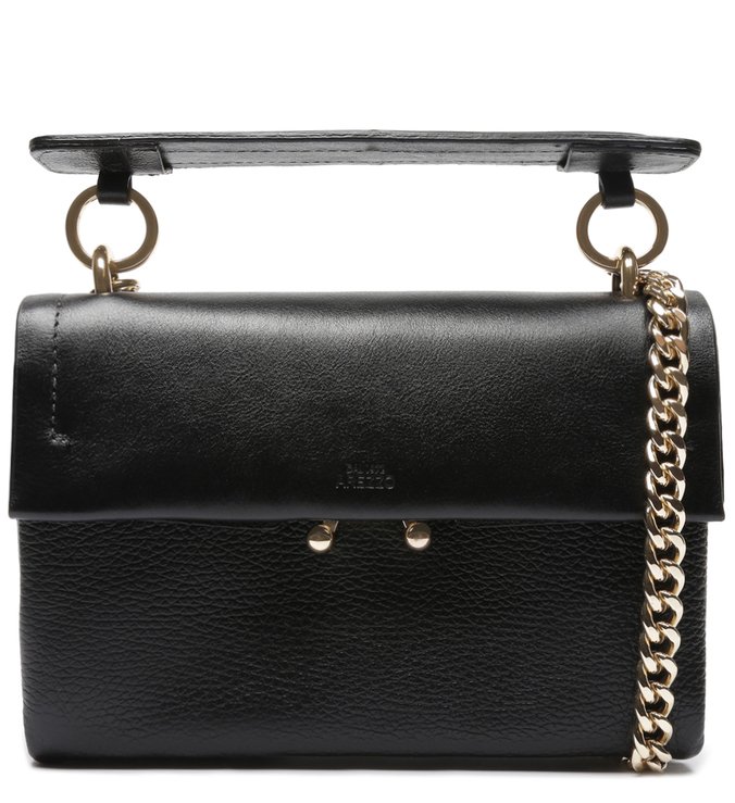 Bolsa Satchel Preta Couro Cora Pequena
