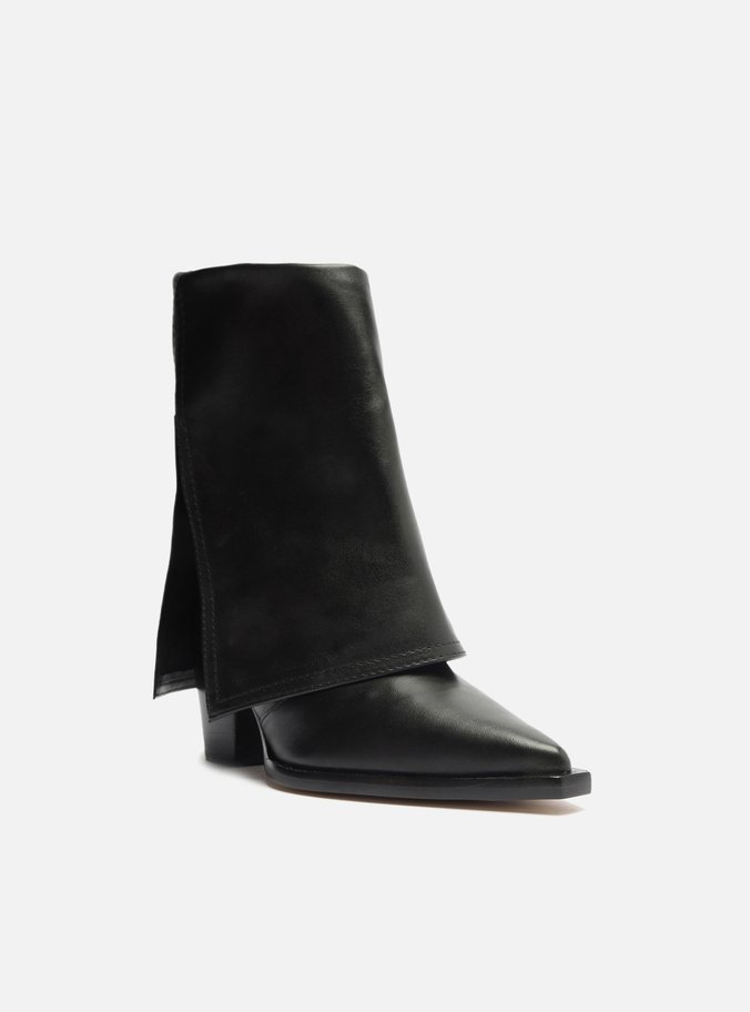 Bota Preta Couro Cano Médio Capa Georgia