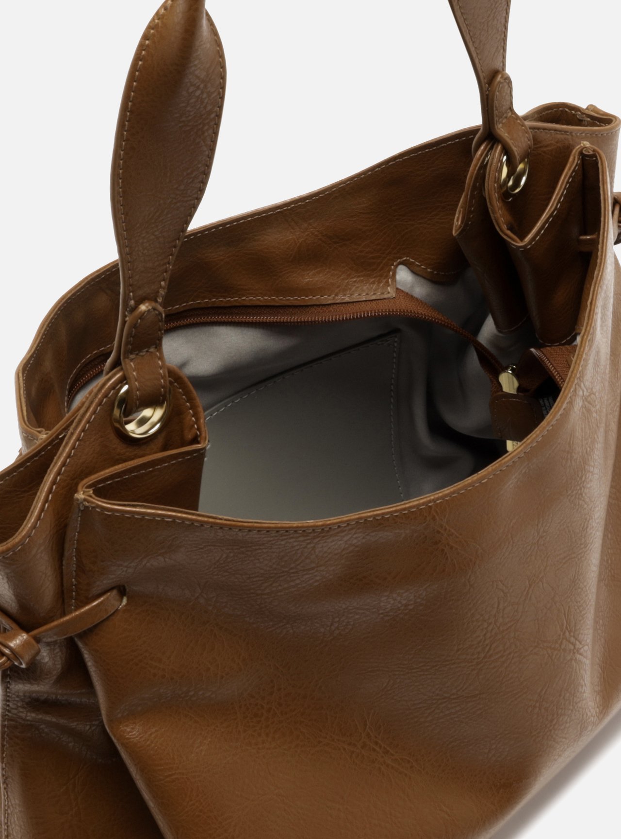 Bolsa Hobo Marrom Grande Franzida — foto 4
