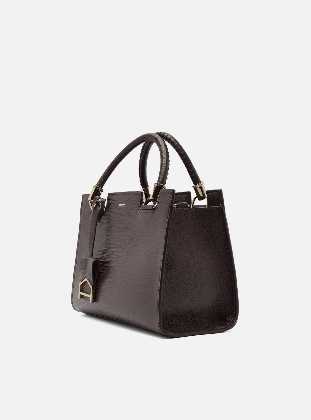 Bolsa Tote Marrom Couro Abraccio Média — foto 2