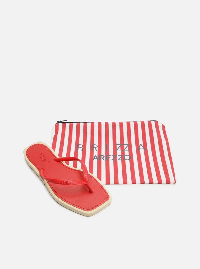 Chinelo Vermelho Bico Quadrado Brizza