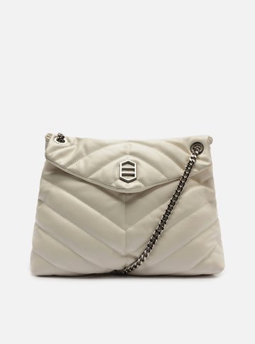 Bolsa Tiracolo Branca Couro Matelassê Grande