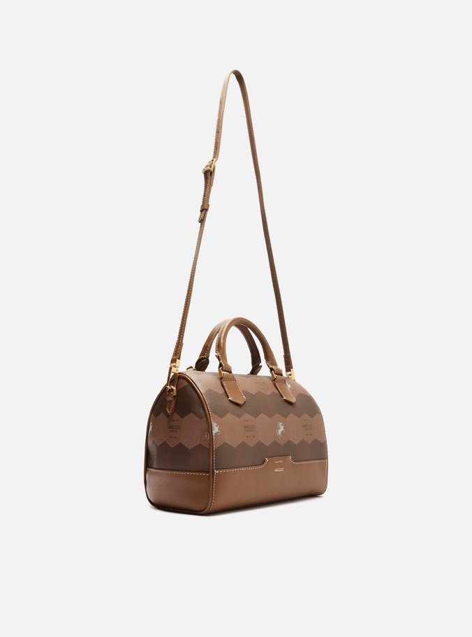 Bolsa Bowling Marrom Couro Estampa  Média