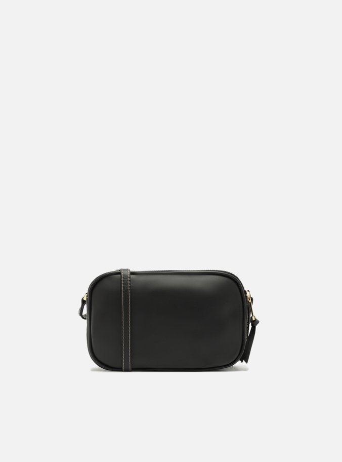 Bolsa Tiracolo Preta Couro Pequena Assinatura