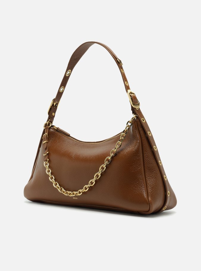 Bolsa Tiracolo Marrom Couro Grande Bag Charm