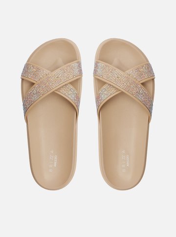 Slide Bege Strass Lara Brizza