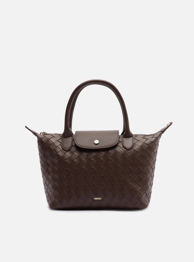 Bolsa Tote Marrom Tressê Grande Zíper