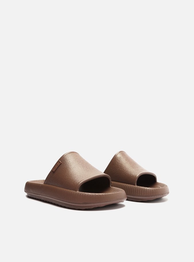 Chinelo Slide Marrom Brizza