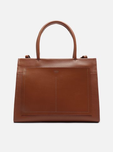 Bolsa Tote Marrom Grande Bolso Costuras