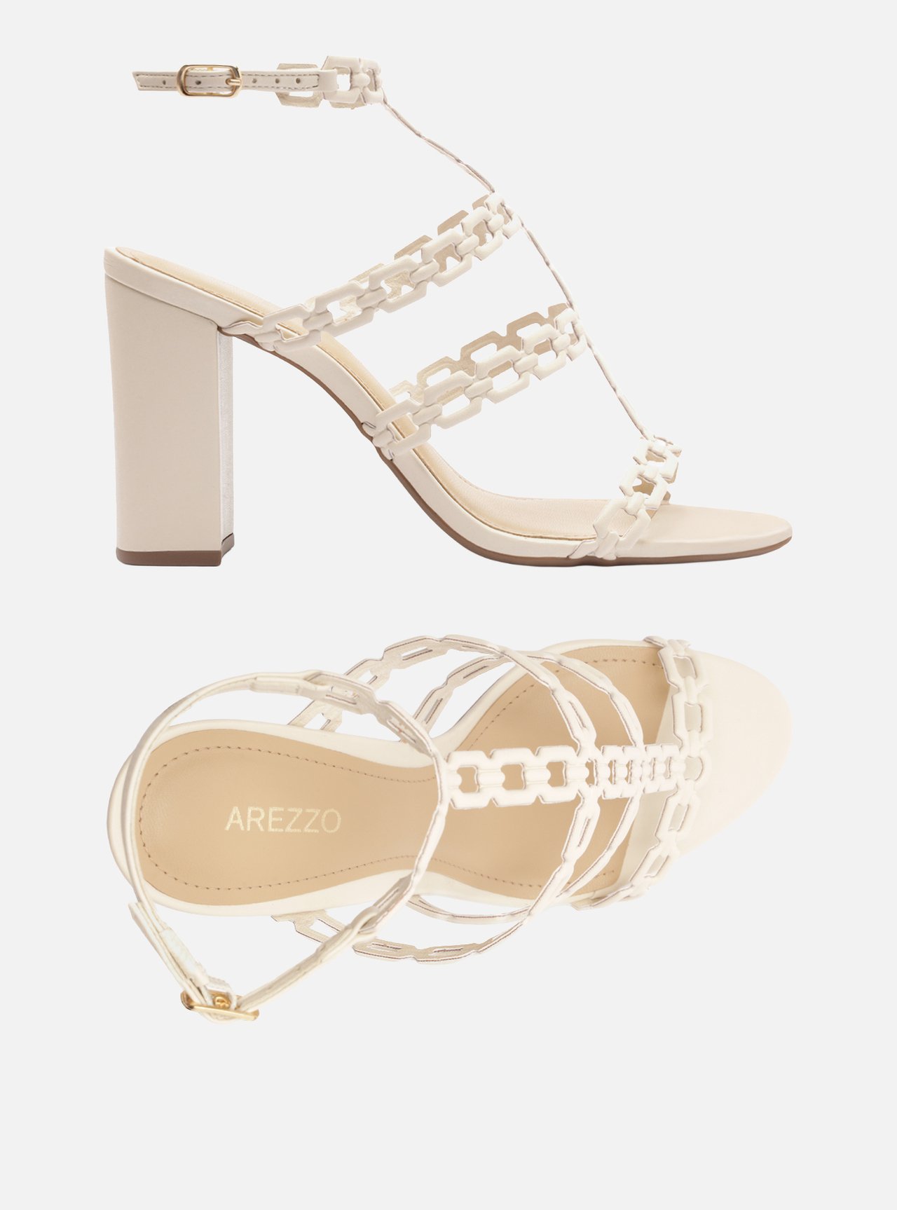Sandália Off White Salto Alto Elos Gladiadora — foto 5
