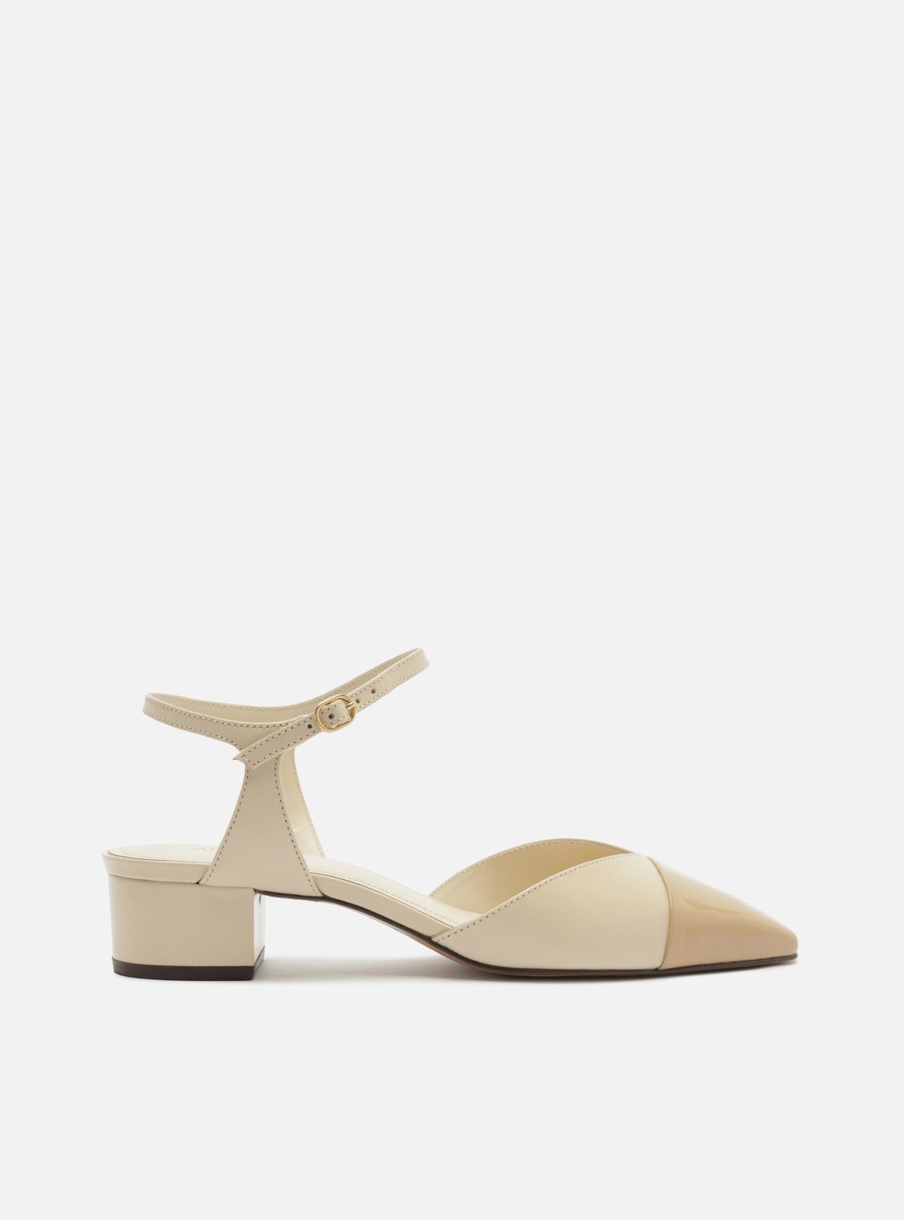 Scarpin Preto Salto Bloco Fivela Slingback — foto 1