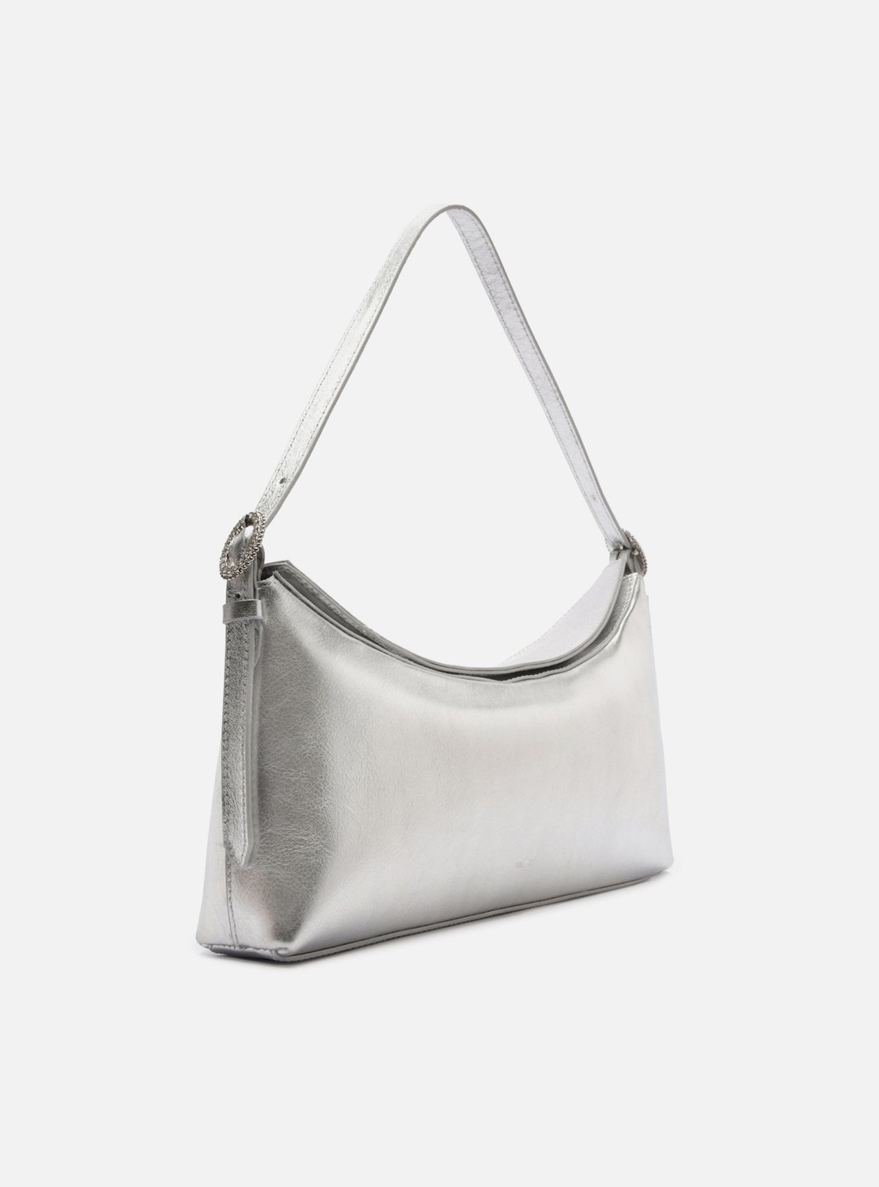 Bolsa Shoulder Prata Couro Grande Básica — foto 5