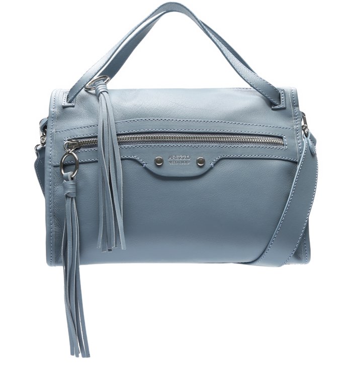 Bolsa Bowling Azul Couro Adriana Média New Cielo