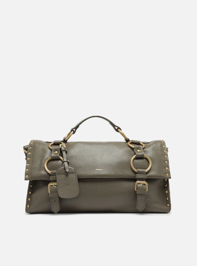 Bolsa Satchel Cinza Couro Cora Grande