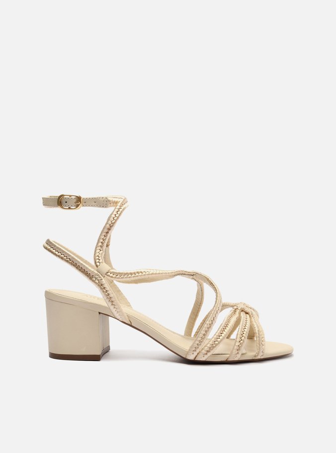 Sandália Off-White Salto Bloco Trançada