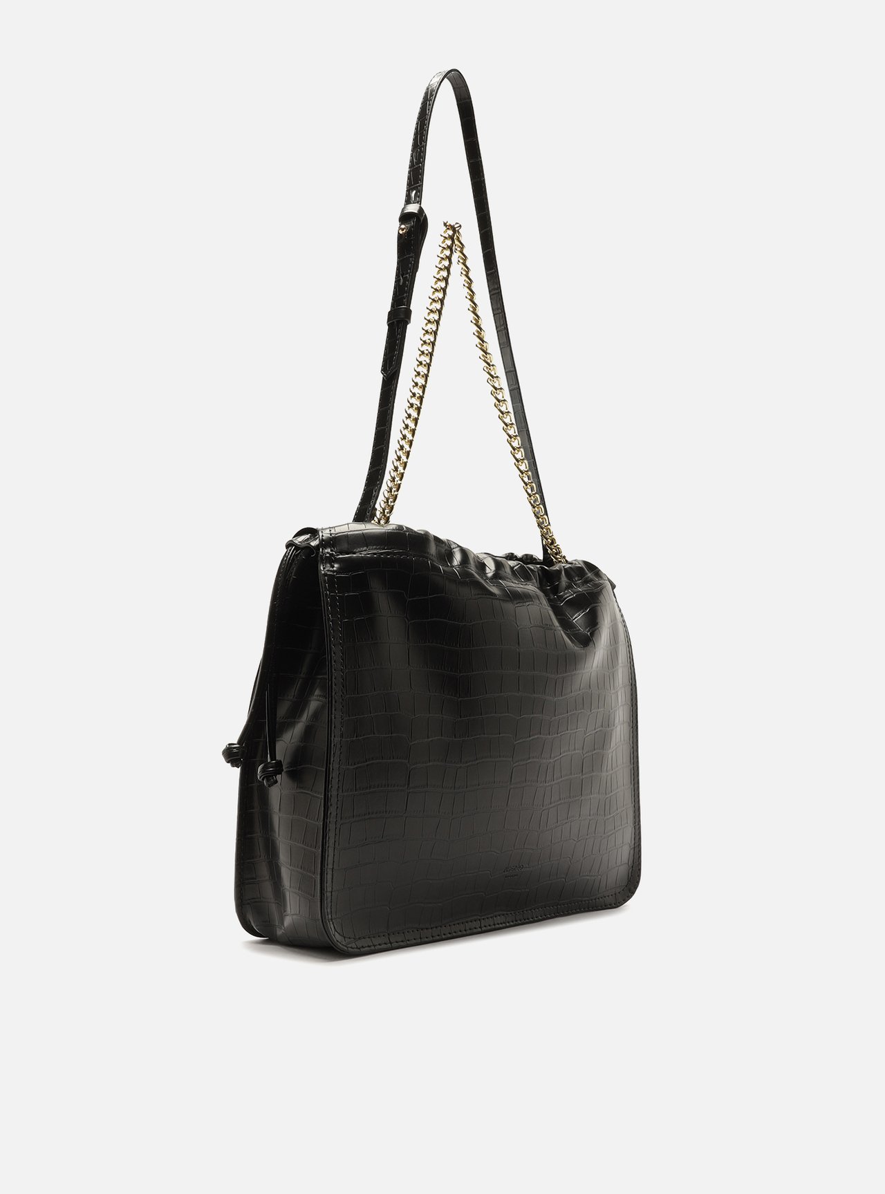 Bolsa Tote Preta Média Croco Corrente — foto 5
