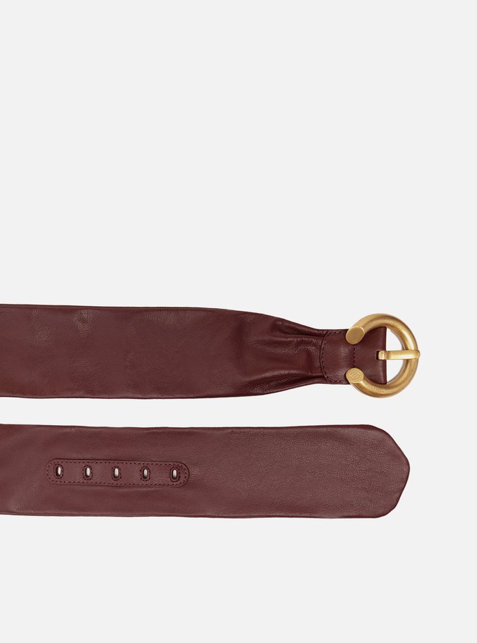 Cinto Vermelho Couro Soft Fivela Redonda