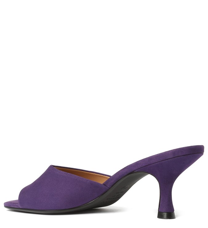 Mule Roxa Nobuck Bico Quadrado