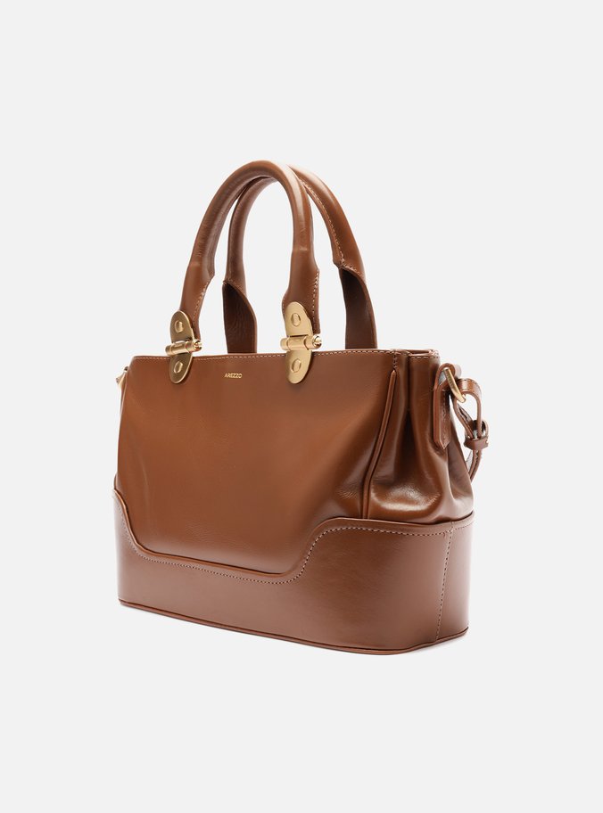 Bolsa Tote Marrom Couro Natural Média Metais
