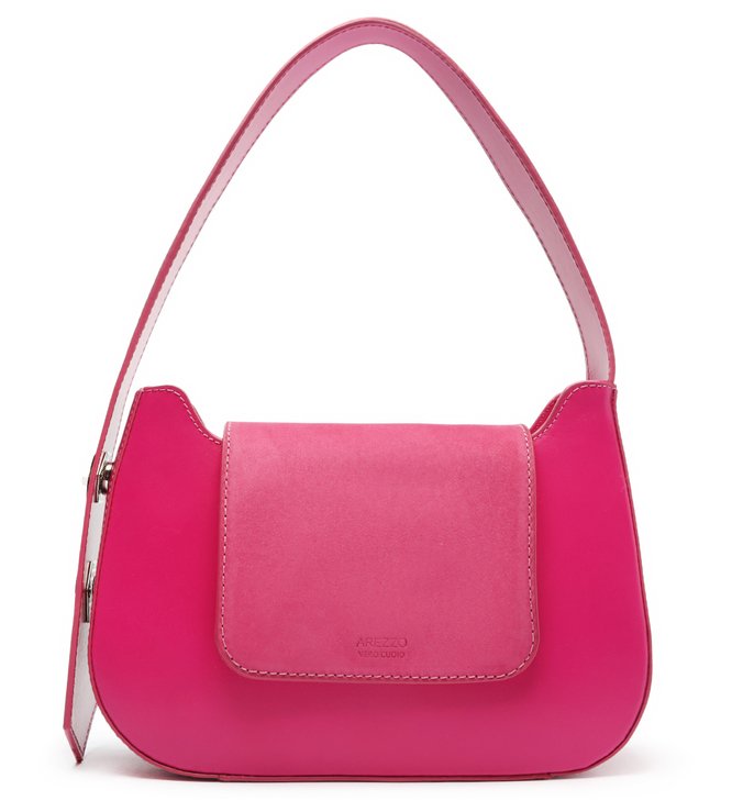Bolsa Tiracolo Rosa Couro Média