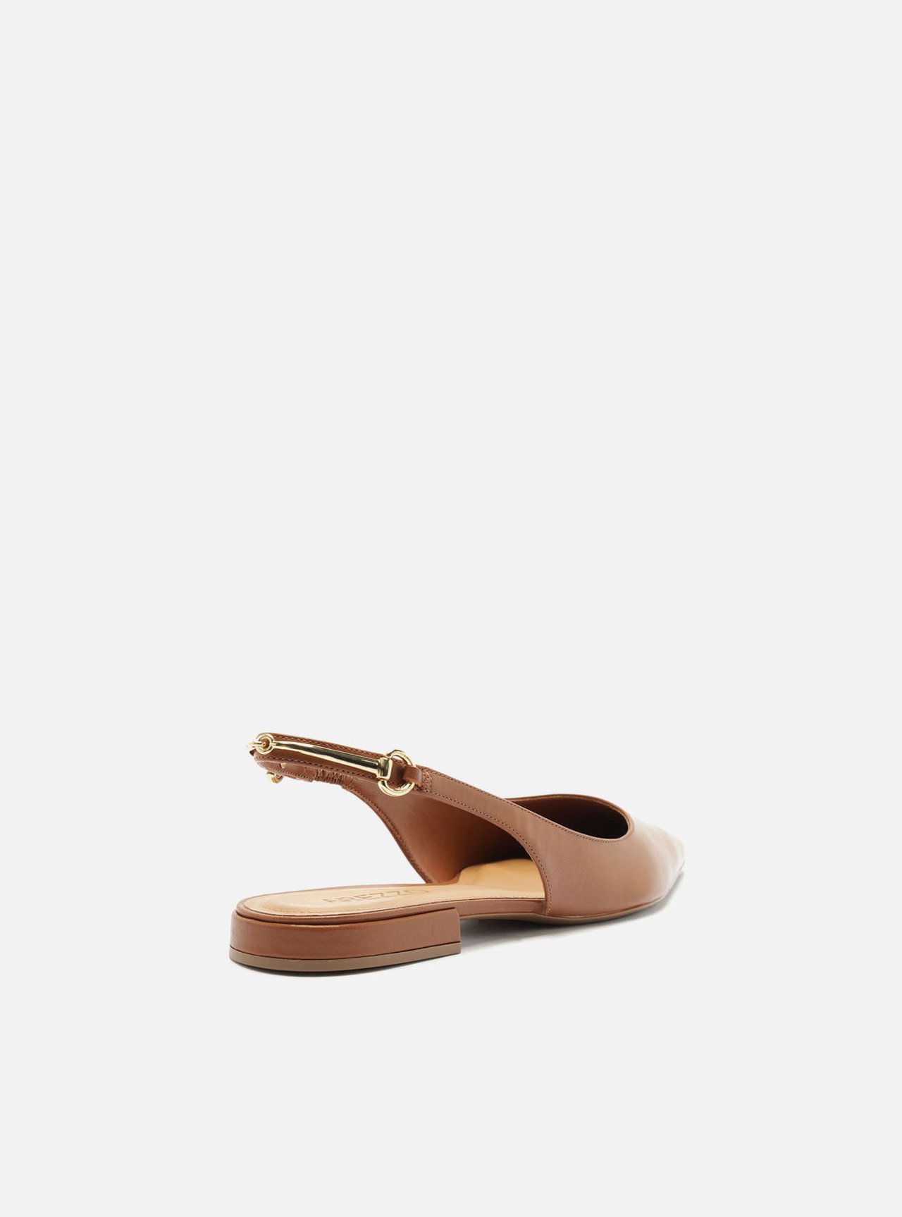 Sapatilha Marrom Couro Bico Fino Slingback Metais — foto 3