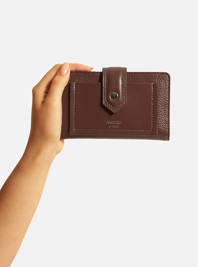 Carteira Marrom Pequena Bolso Botão