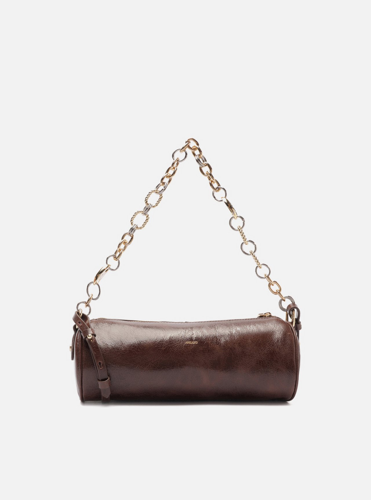 Bolsa Shoulder Marrom Couro Média Corrente Elos — foto 3