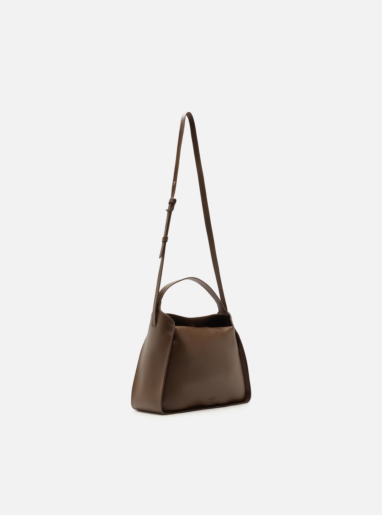 Bolsa Tote Marrom Pequena Granulada — foto 5