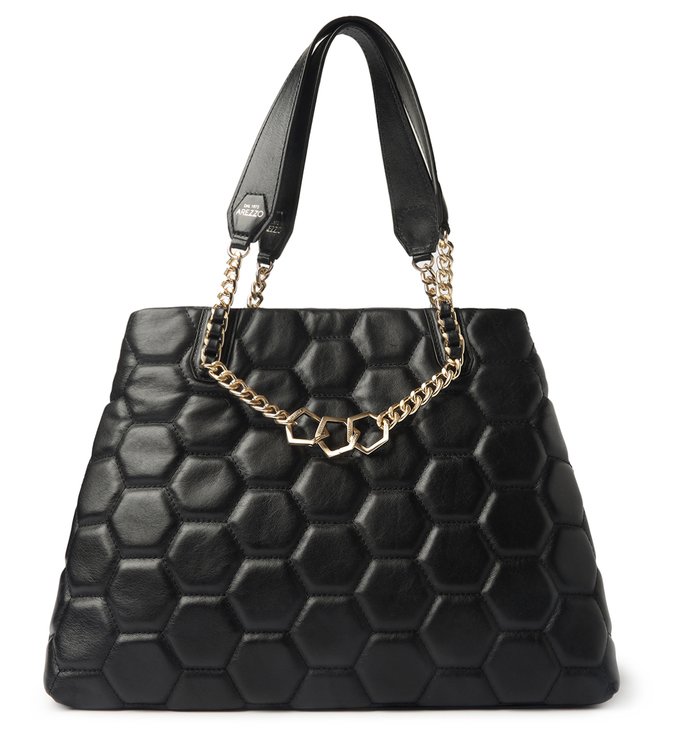 Bolsa Shopping Preta Couro Bee.ZZ Grande