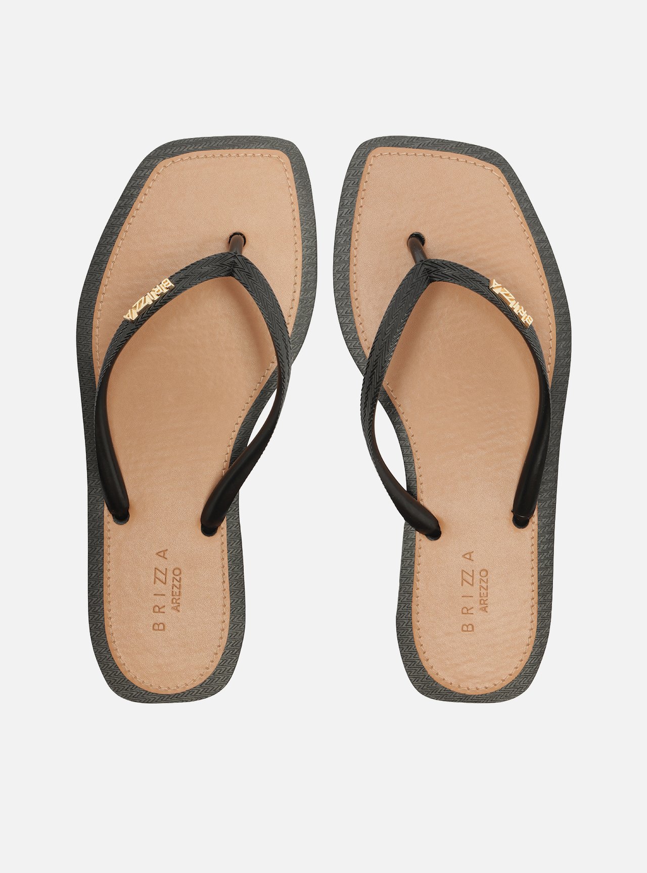 Chinelo de Dedo Preto Flatform Metais Brizza — foto 3