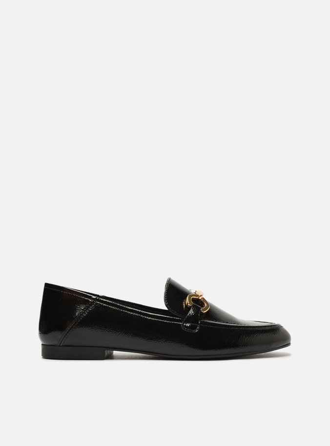 Mocassim Preto Verniz Bico Redondo Bridão Luma Luma