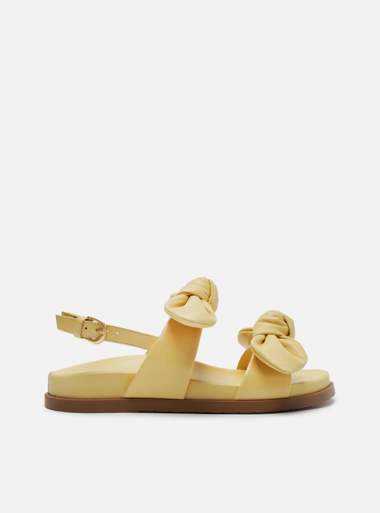 Sandália Rasteira Amarela Couro Flatform Laços — foto 1