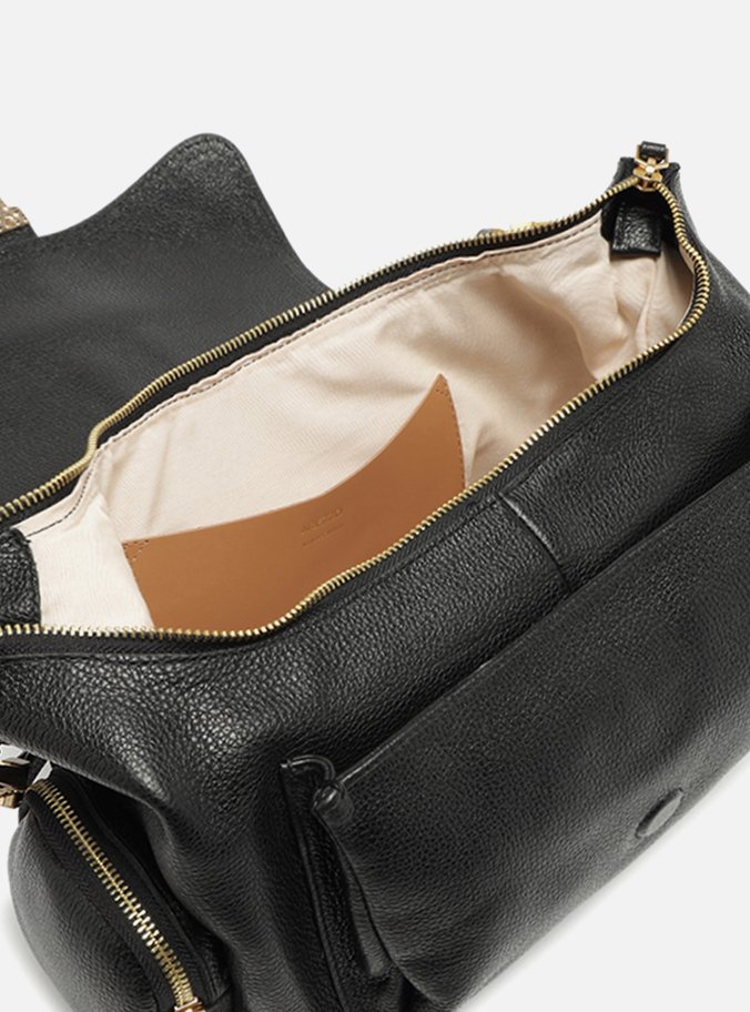 Bolsa Hobo Preta Couro Grande Bolsos