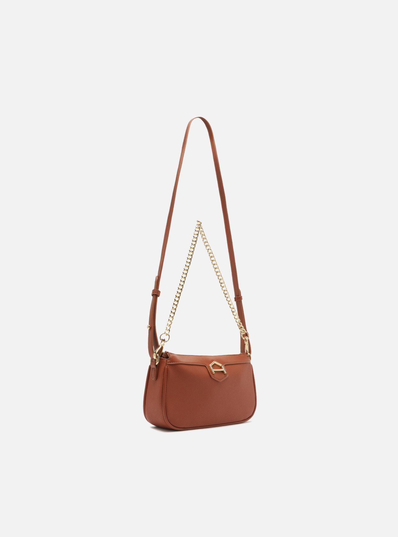 Bolsa Tiracolo Marrom Corrente Dourada — foto 5