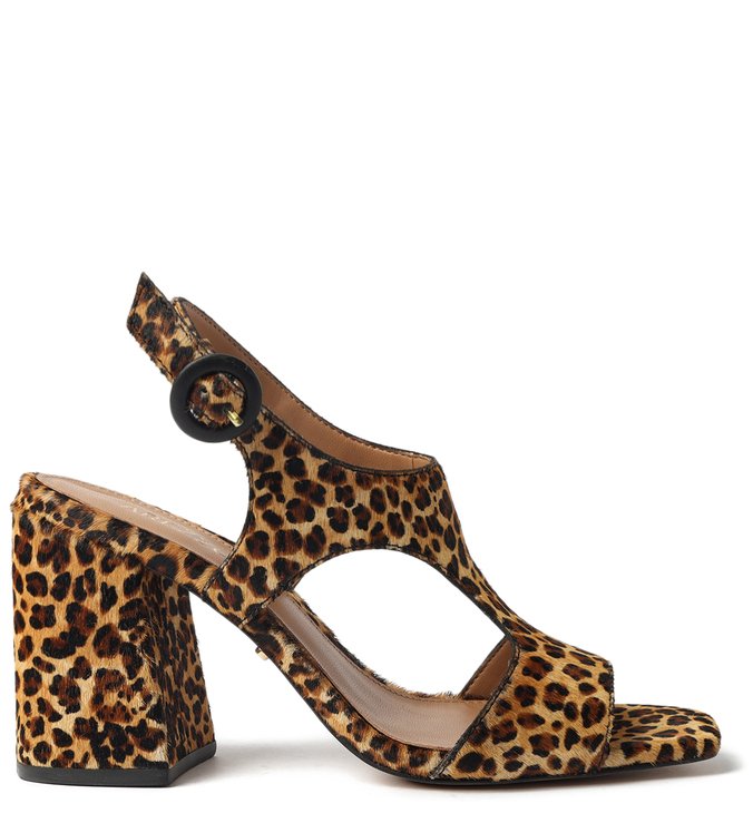 Sandália Animal Print Pelo Salto Bloco