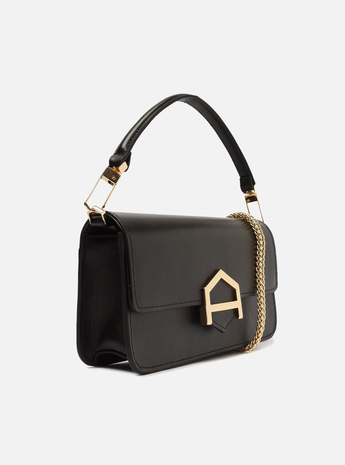 Bolsa Tiracolo Preta Couro A001 Média