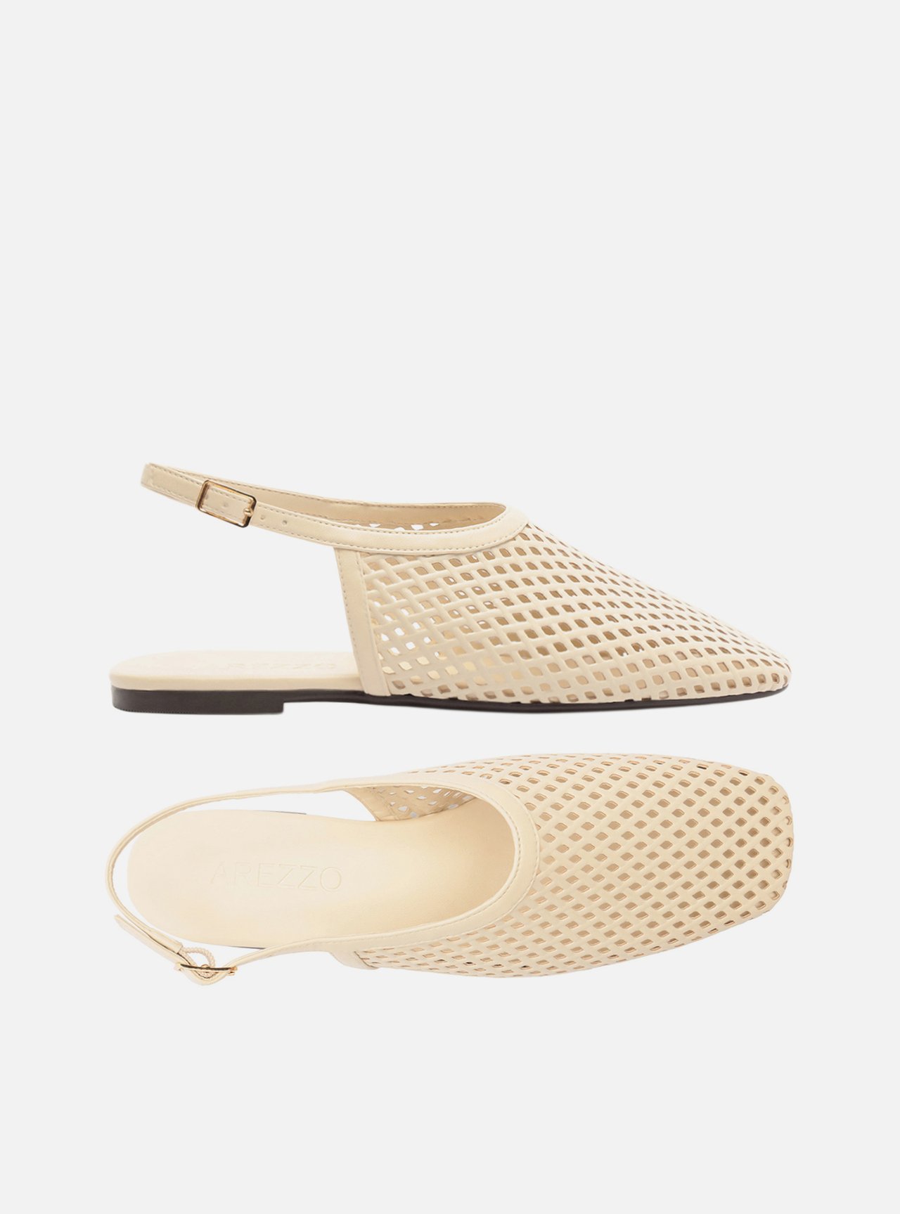 Sapatilha Off White Bico Redondo Tiras Vazadas Slingback — foto 5