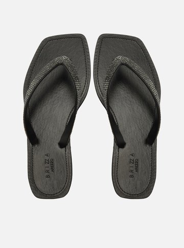 Chinelo de Dedo Preto Recouro Square Strass