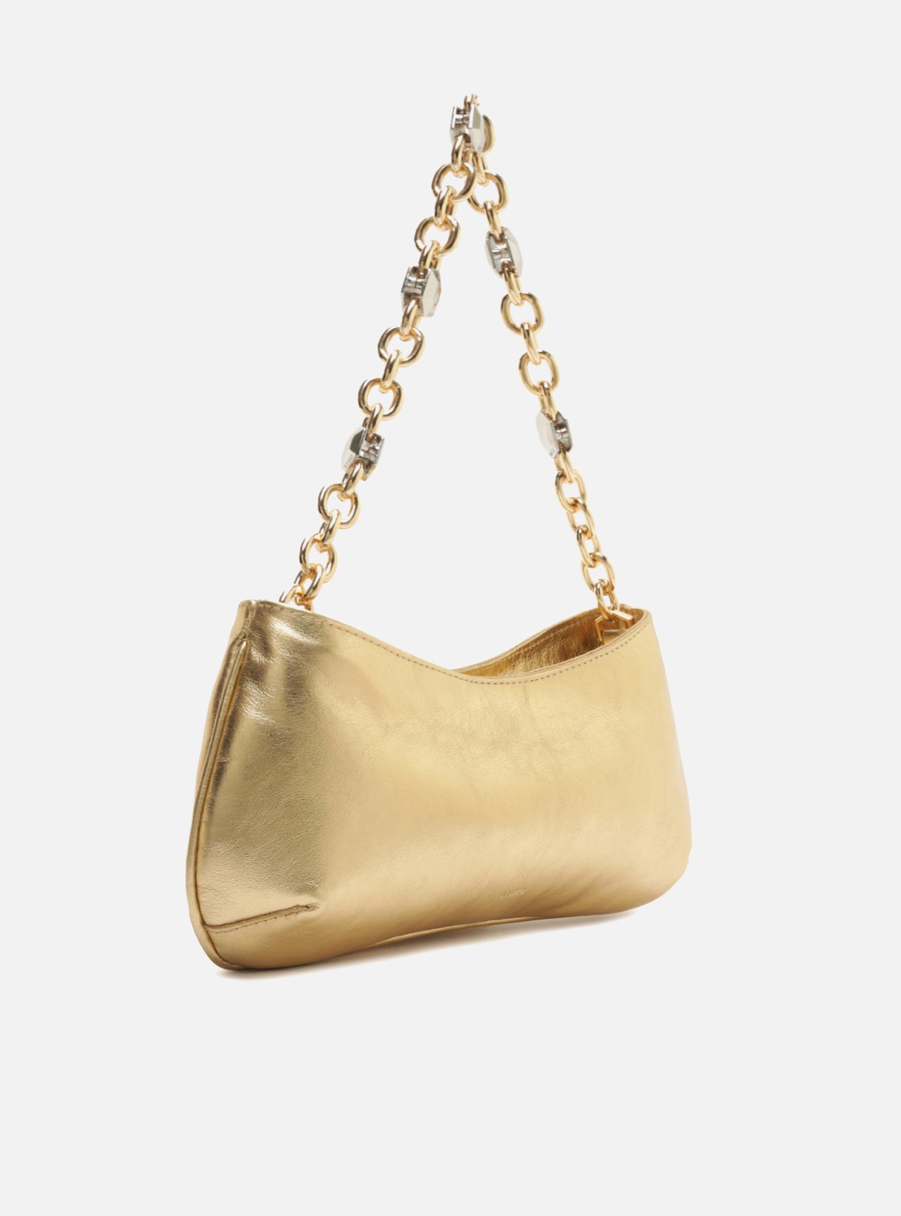Bolsa Baguete Dourada Couro Média Corrente — foto 5