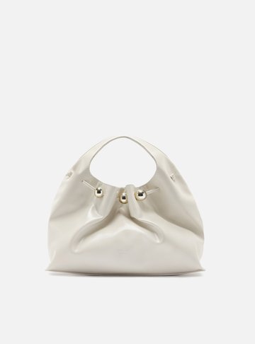 Bolsa Tiracolo Branca Verniz Média Alça Esferas