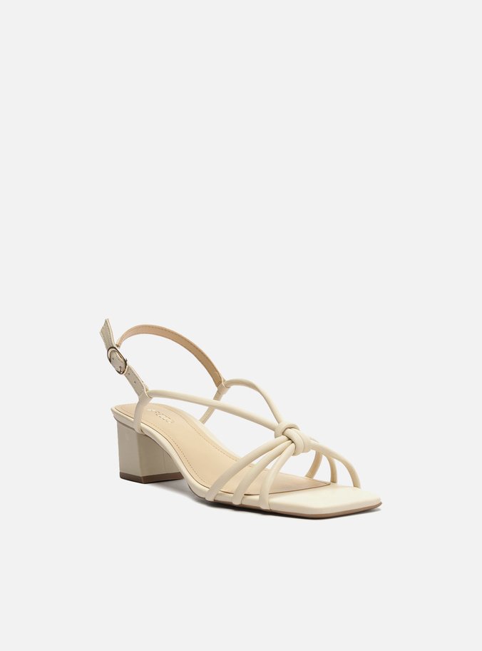 Sandália Off-White Salto Bloco Quadrado Tiras
