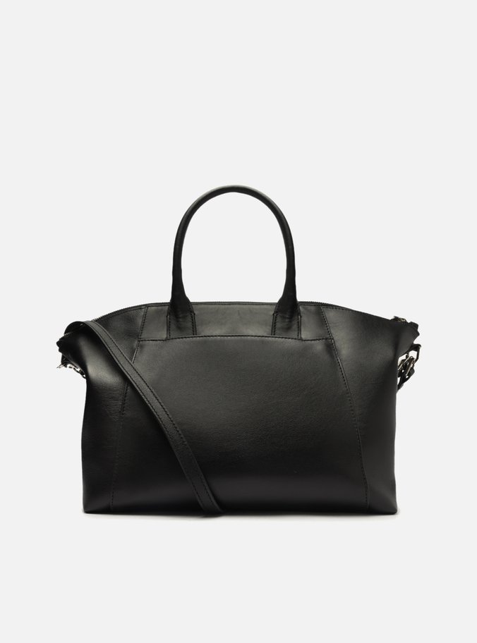 Bolsa Shopping Preta Couro Grande Corrente