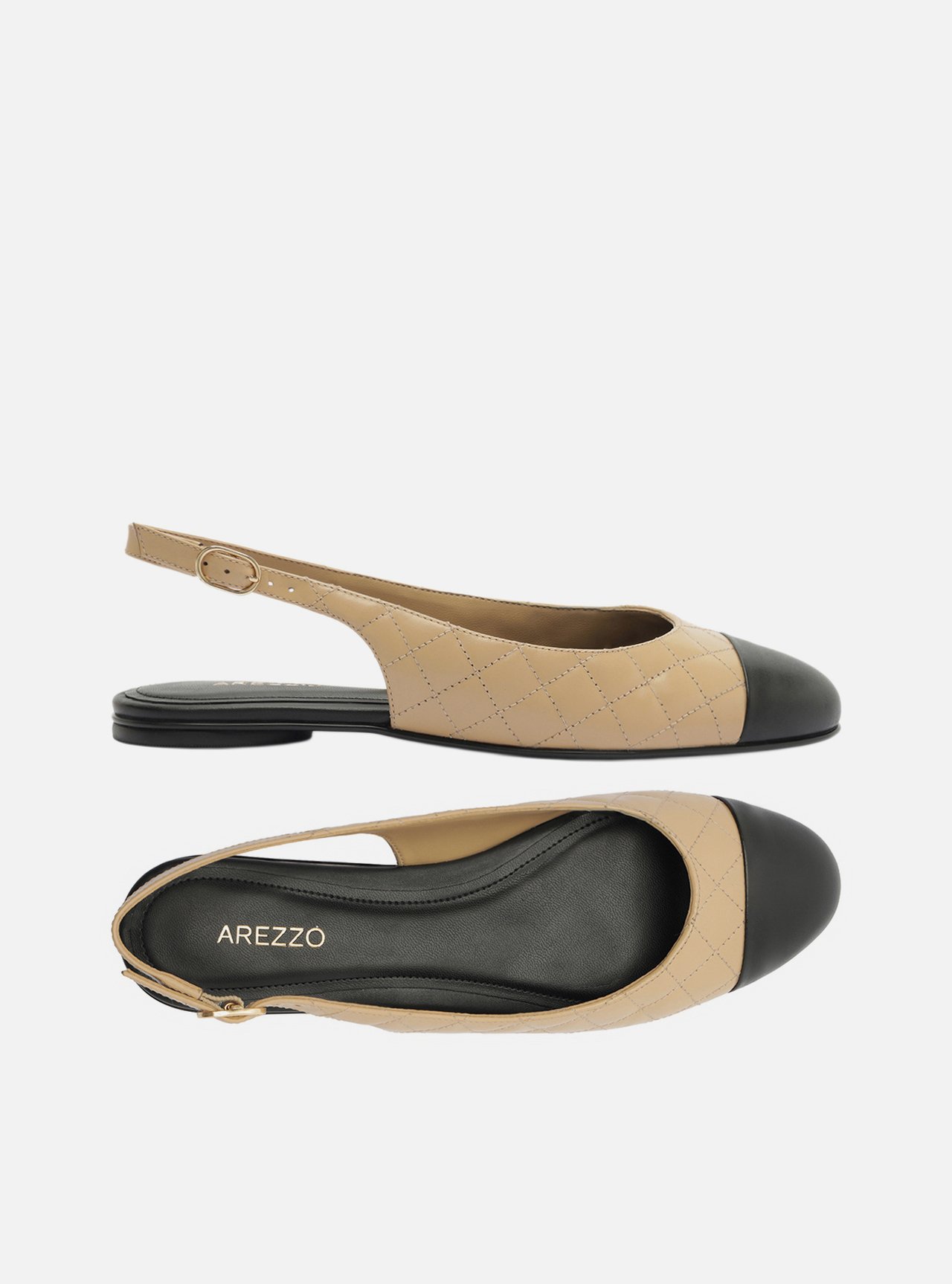 Sapatilha Marrom Couro Bico Redondo Matelassê Slingback — foto 5