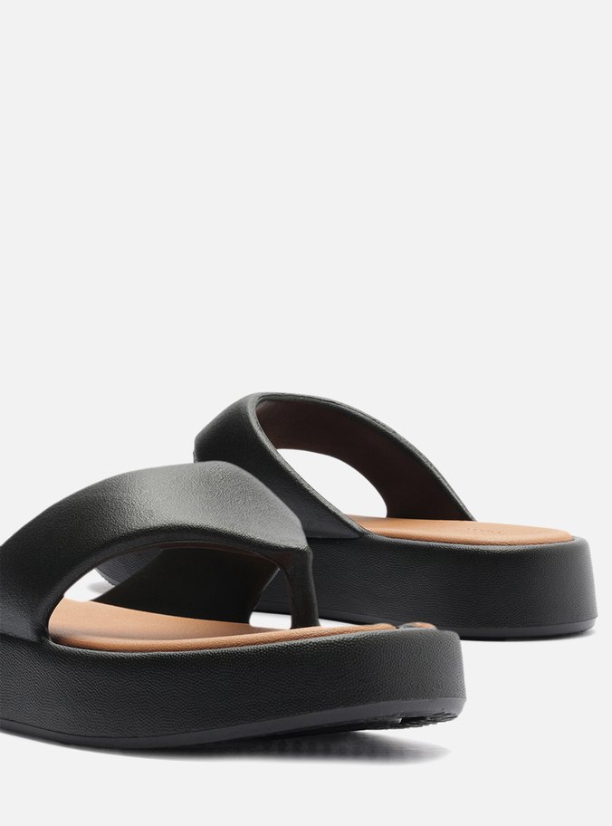 Sandália Preta Flatform Bicolor Tira